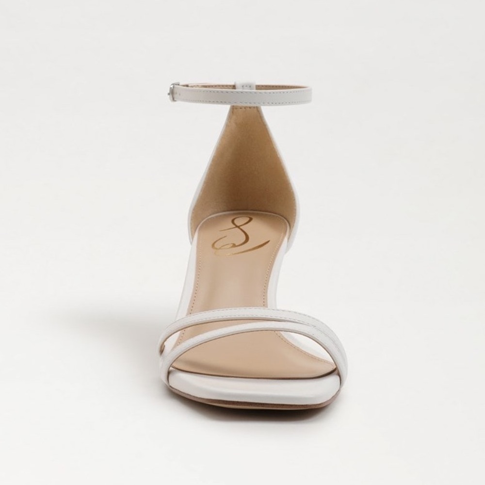 Sam Edelman Peonie Kitten Heel Sandal White Leather Ankle Strap Resort Shoes 9.5 - Picture 5 of 17
